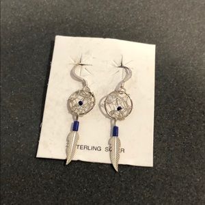 Dream catcher sterling silver earrings